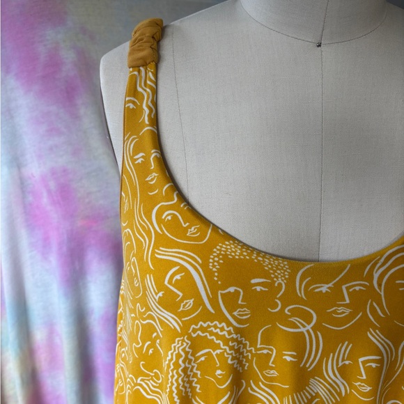 Custom Women’s Faces Boho Flared Yellow Dress Maternity & Breastfeeding Friendly - Picture 3 of 8